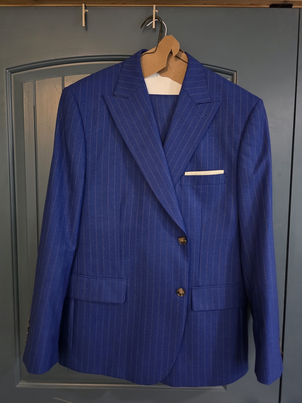 Steve Harvey Men's Royal Blue Pinstripe Blazer - Classic Single-Breasted Suit